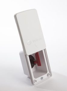 Angled view of the Whale Isolator Switch Easi-Slide Socket with white sliding lid.