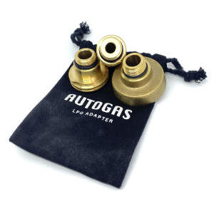 3 Part European LPG Fill Point Adaptor Set in brass with a black bag included